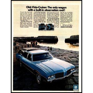 1971 Oldsmobile Vista Cruiser Station Wagon Vintage Print Ad Ocean 70s Show Car